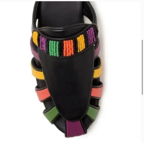 FARM RIO Black Rainbow Beaded Mules EU 39 US 8 - Picture 5 of 8